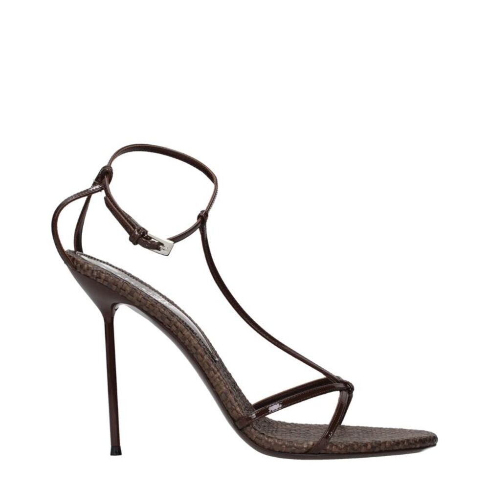 Paris Texas Brown Leather Stiletto Heel Women's Sandals
